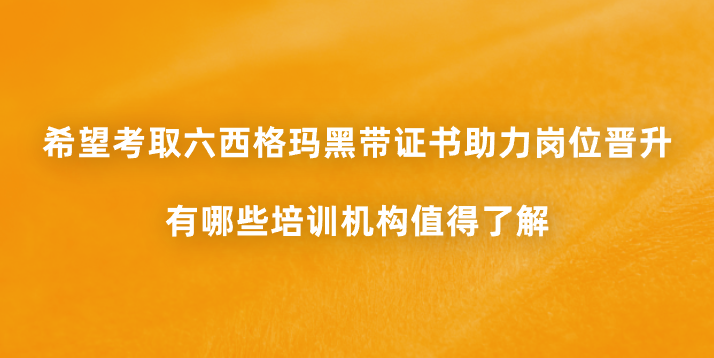 希望考取六西格玛黑带证书助力岗位晋升，有哪些培训机构值得了解？
