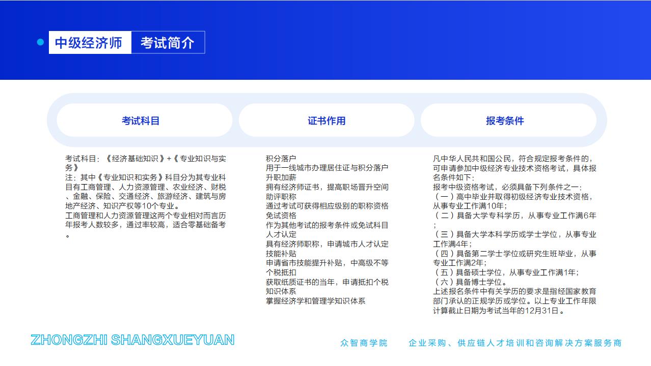 中级经济师-考试简介